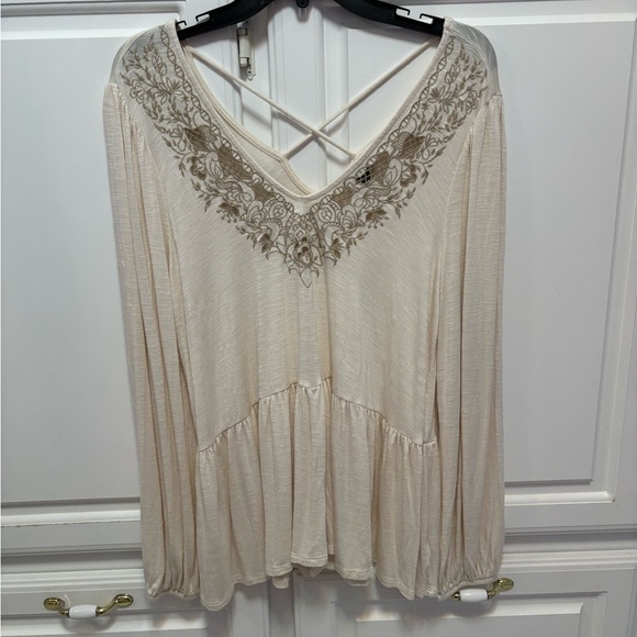 Torrid Babydoll V-Neck Embroidered Long Sleeve Top Women’s Size Medium - Picture 1 of 7